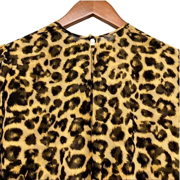 MISA Los Angeles Katia Leopard Print Ruffle Long Sleeve Mini Dress Size XS. NEW - Picture 7 of 16